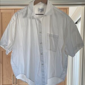 Pistola White oversized Short Sleeve Cotton Button-Down Shirt